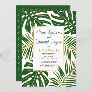 Convite Festa de noivado de folhas de monstera tropical