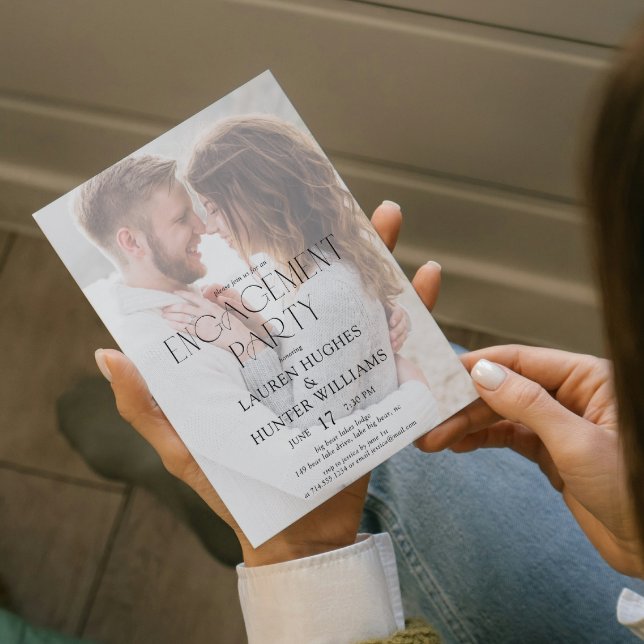 Convite Festa de noivado de Foto Simples Moderno Elegante  (Criador carregado)