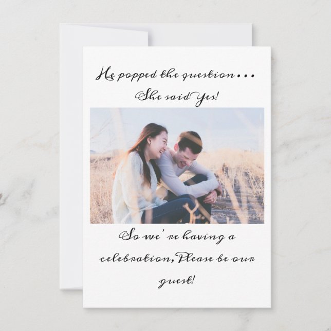 Convite Festa de noivado De Fotografia Preta E Branca (Frente)