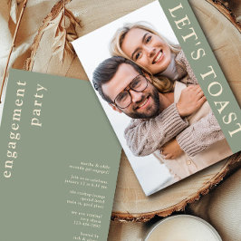 Convite Festa de noivado de Fotografias de Creme Verde do