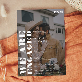 Convite Festa de noivado de fotos brancas e a preto a pret