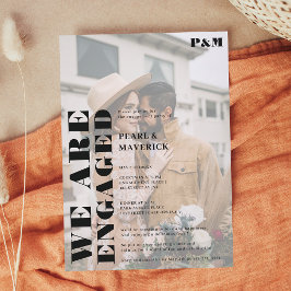 Convite Festa de noivado de fotos brancas e simples e pret