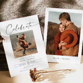 Convite Festa de noivado de Fotos Moderna Boêmia BLAIR