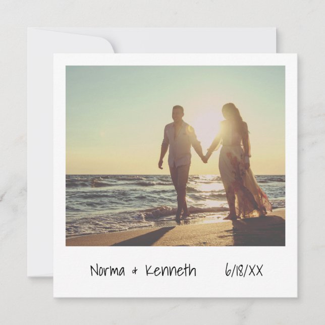 Convite Festa de noivado de Fotos Preta e Branca (Frente)