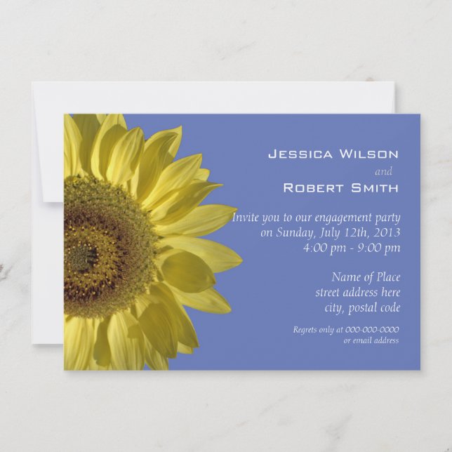 Convite Festa de noivado de girassol amarelo-claro (Frente)