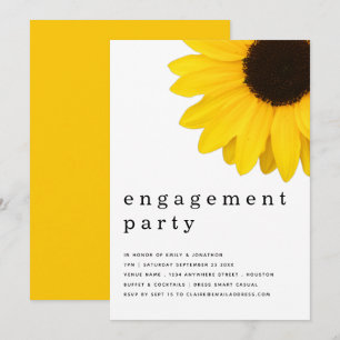 Convite Festa de noivado de girassol amarelo-escuro