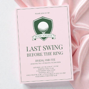 Convite Festa de Noivado de Golfe Rosa Último Balanço Ante