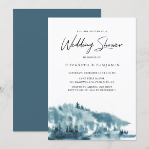 Convite Festa de noivado de inverno da Floresta Azul de Aq