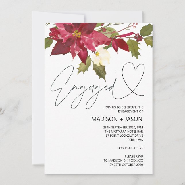 Convite Festa de noivado de inverno de inverno (Frente)