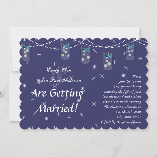 Convite Festa de Noivado de Jarro de Pedreiro de Flor Amar (Frente)