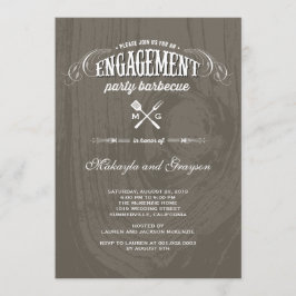 Convite Festa de noivado de madeira rústica do CHURRASCO