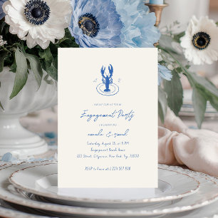 Convite Festa de noivado de Monograma de Lagosta