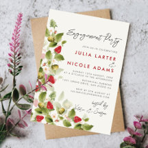 Festa de noivado de morango de flores silvestres d