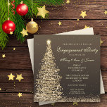 Convite Festa de noivado de Natal Elegante Dourada<br><div class="desc">Produtos correspondentes disponíveis!  Inverno Elegante   Natal   Feriado   design de casamento em dezembro com motivo Dourado na árvore de Natal espumante,  nomes personalizados,  detalhes e texto de data. Imprima sua família e amigos com este na moda e design simples. Totalmente personalizável! Fácil de usar e fácil de personalizar.</div>