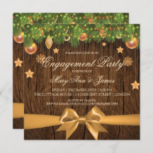 Festa de noivado de Natal Rústica Decor Dourado