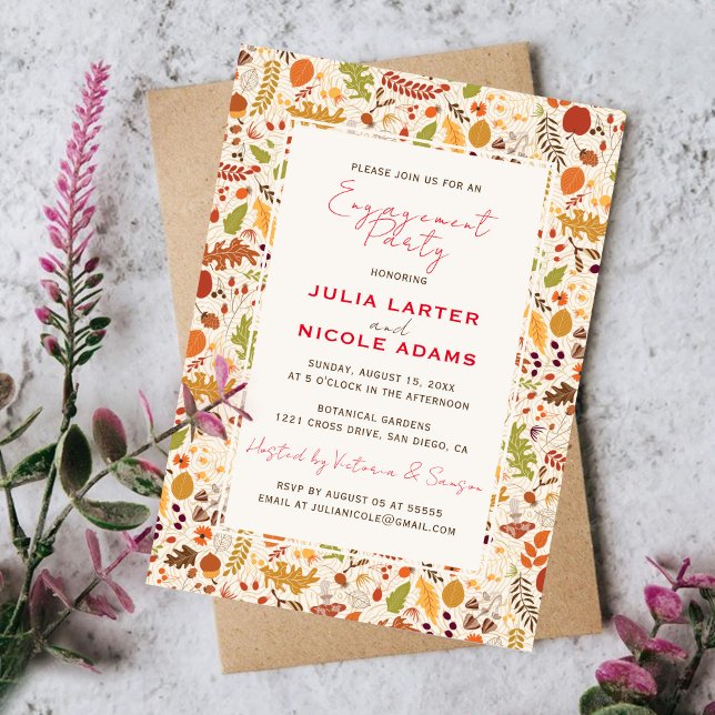 Convite Festa de noivado de outono de outono Russo Seco Bo (Criador carregado)