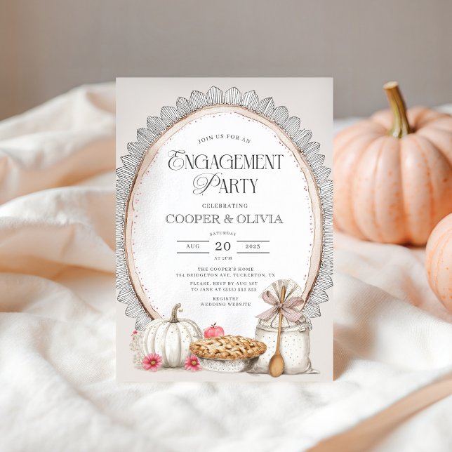 Convite Festa de noivado de outono Elegante (Criador carregado)