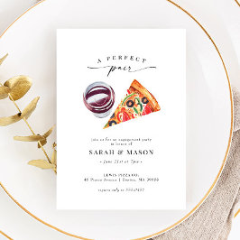 Convite Festa de noivado de Par Perfeito para Vinhos e Piz