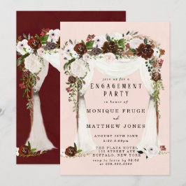 Convite Festa de noivado de pinheiro branco-palha-rosa Mar