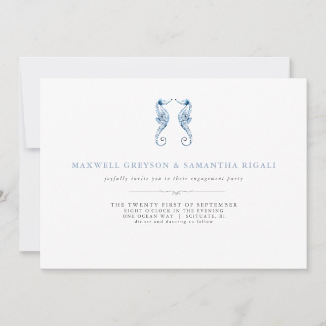 Convite Festa de noivado de Praia Inventa Aquarela (Frente)