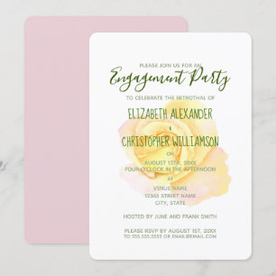 Convite Festa de noivado de Rosa Amarelo bonito