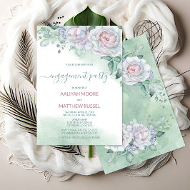 Convite Festa de noivado de Rosa de Aquarela Delicada