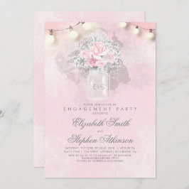 Convite Festa de noivado de Rosas Rosa e Respiração do Beb