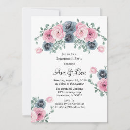 Convite Festa de noivado de Sangue Rosa e Azul