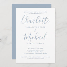 Convite Festa de noivado de Script de Assinatura Azul Dust