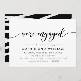 Convite Festa de noivado de Script de Relaxamento Preto e