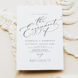 Convite FESTA DE NOIVADO de Script Mínimo Elegante VALENTI