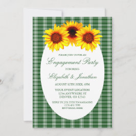 Convite Festa de noivado de Xadrez de girassol