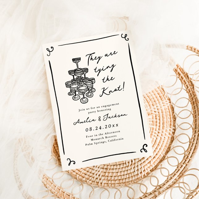 Convite Festa de noivado Desenhada Da Mão (Criador carregado)