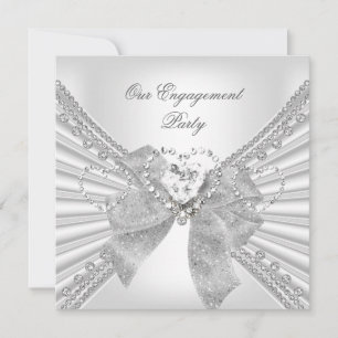 Convite Festa de Noivado Diamante Coração Branco Arco de P