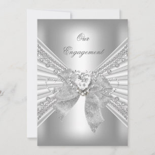 Convite Festa de Noivado Diamante Coração Branco Arco de P