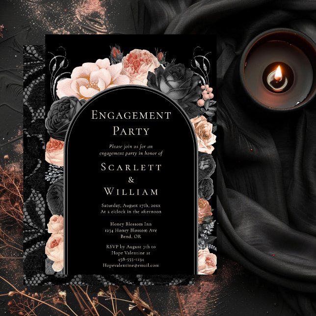 Convite Festa de noivado do arco preto embebido em pintura (Criador carregado)