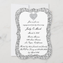 Convite Festa de noivado do Coração de Diamante de Silver
