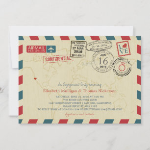 Convite Festa de noivado do World Traveler Airmail da Cali