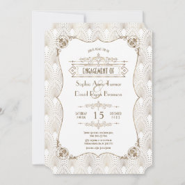 Convite Festa de noivado Dourada Fleur-de-lis Excelente Ga