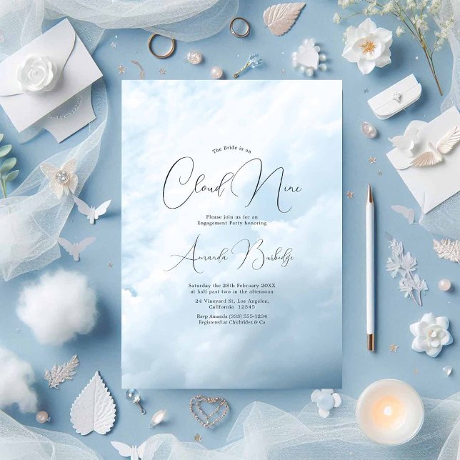 Convite Festa de noivado Dreamy Cloud 9 (Dreamy Cloud 9 Engagement Party Invitation)