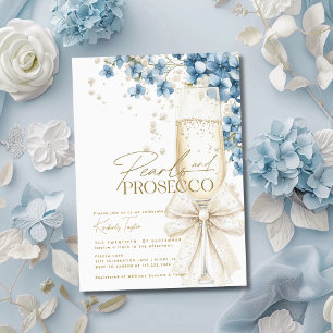 Convite Festa de Noivado Dusty Blue Floral Pérolas & Prose