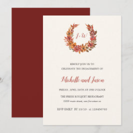 Convite Festa de noivado Elegante das Flores de Outono