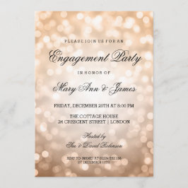 Convite Festa de noivado Elegante das Luzes de Cobre