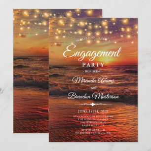 Convite Festa de noivado Elegante de Verão de Praia Sunse