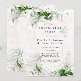 Convite Festa de noivado Elegante Eucalyptus Rustic Pink