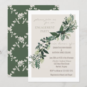 Convite Festa de noivado Elegante Greenery Garland Ferns