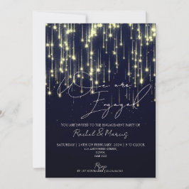 Convite Festa de noivado Elegante Moderna de Caligrafia