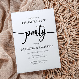 Convite Festa de Noivado Elegante Preto e Branco