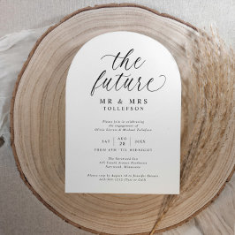 Convite Festa de Noivado Elegante Preto e Branco