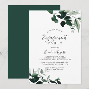 Convite Festa de noivado Emerald Greenery